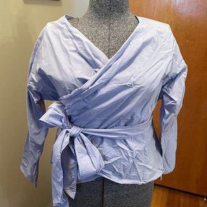 Uniqlo Reversible Cotton Full Wrap Blouse with long ties - Really Fun!  Sz XL